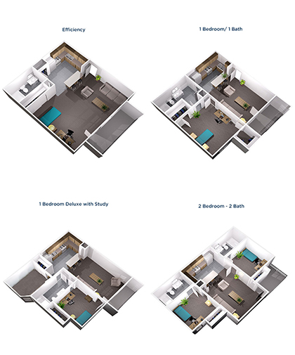Floor plans examples for students at University Oaks